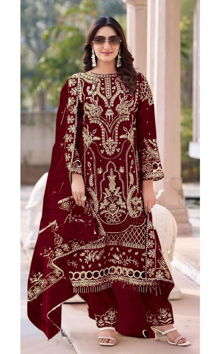 Bilqis B 234 A To D Velvet Embroidery Wholesale Pakistani Salwar Suit In India